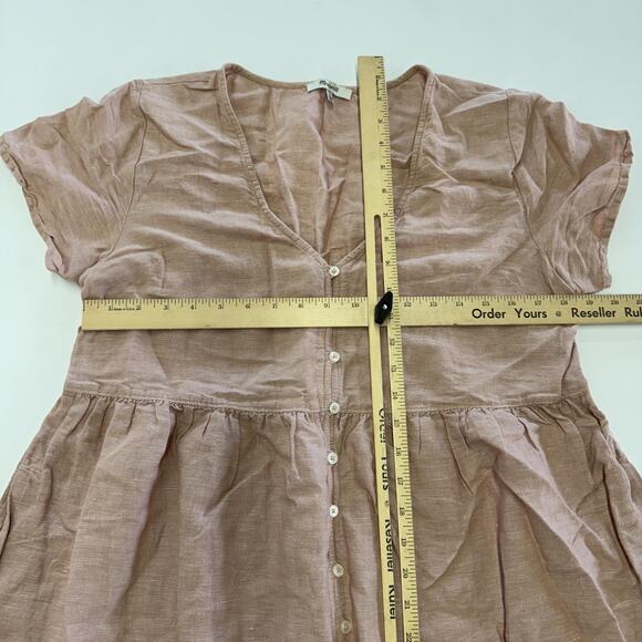 Madewell‎ Dress Womens Medium Pink Alexandra Linen Blend Button Front Mini - Picture 7 of 9